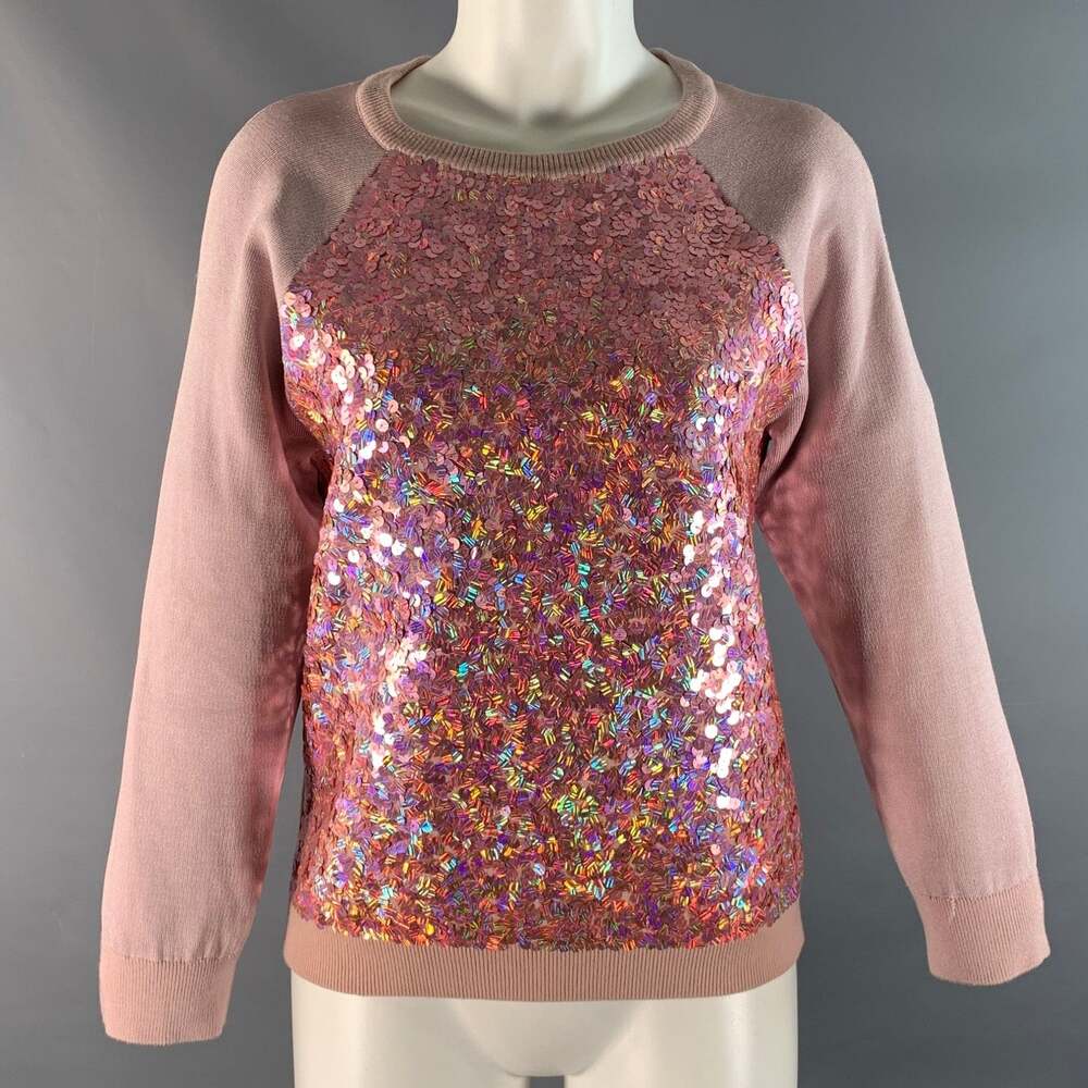 MARC by MARC JACOBS Size M Pink Cotton Sequined Raglan Sleeve Sweater